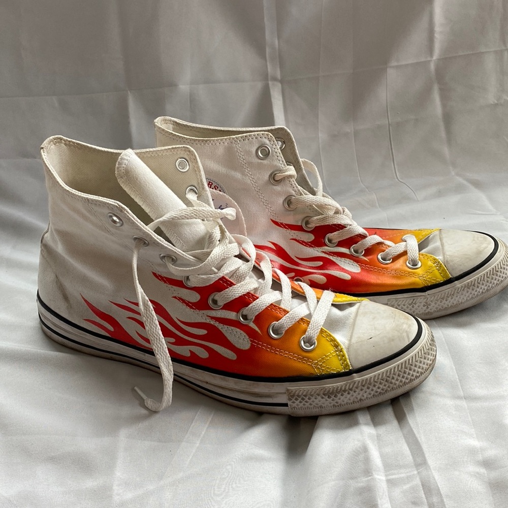 White Flame Camo Converse